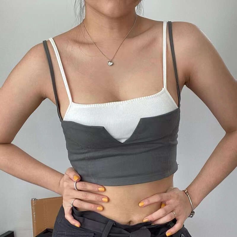 2023 Summer New Women's Solid Color Slim Street Fashion Strap Sexy Backless Tank Top fac