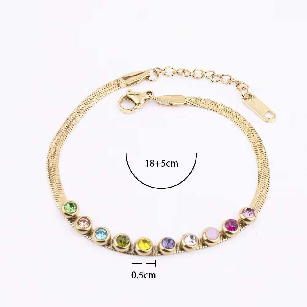 Stainless Steel Blade Chain Colorful for Women High-end Beaded Style Color-retaining Eco-friendly Vacuum Plated Bracelet ddmypluto
