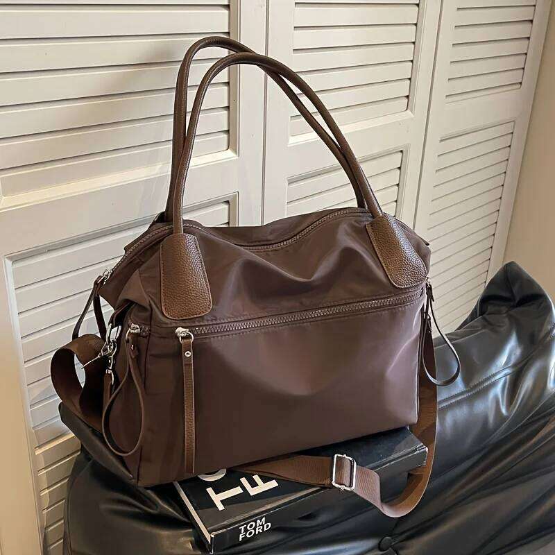 Vintage Nylon Women Large Capacity Waterproof Shoulder Bag Daily Commuting Handbag