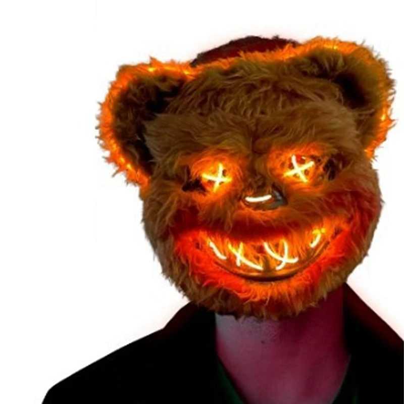 NEW LED Light Halloween Cosplay Face Mask Party Show Stage Makeup Horror Bloody Rabbit Bear Mask Cartoon Carnival Head Cover Y250725