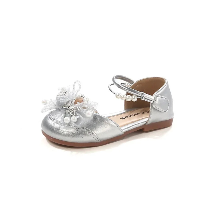 Girls Dance Shoes Mesh Lace Bows Sweet Butterfly Summer Kids Half Sandals Wedding Ins Trendy Princess Pearls 250725