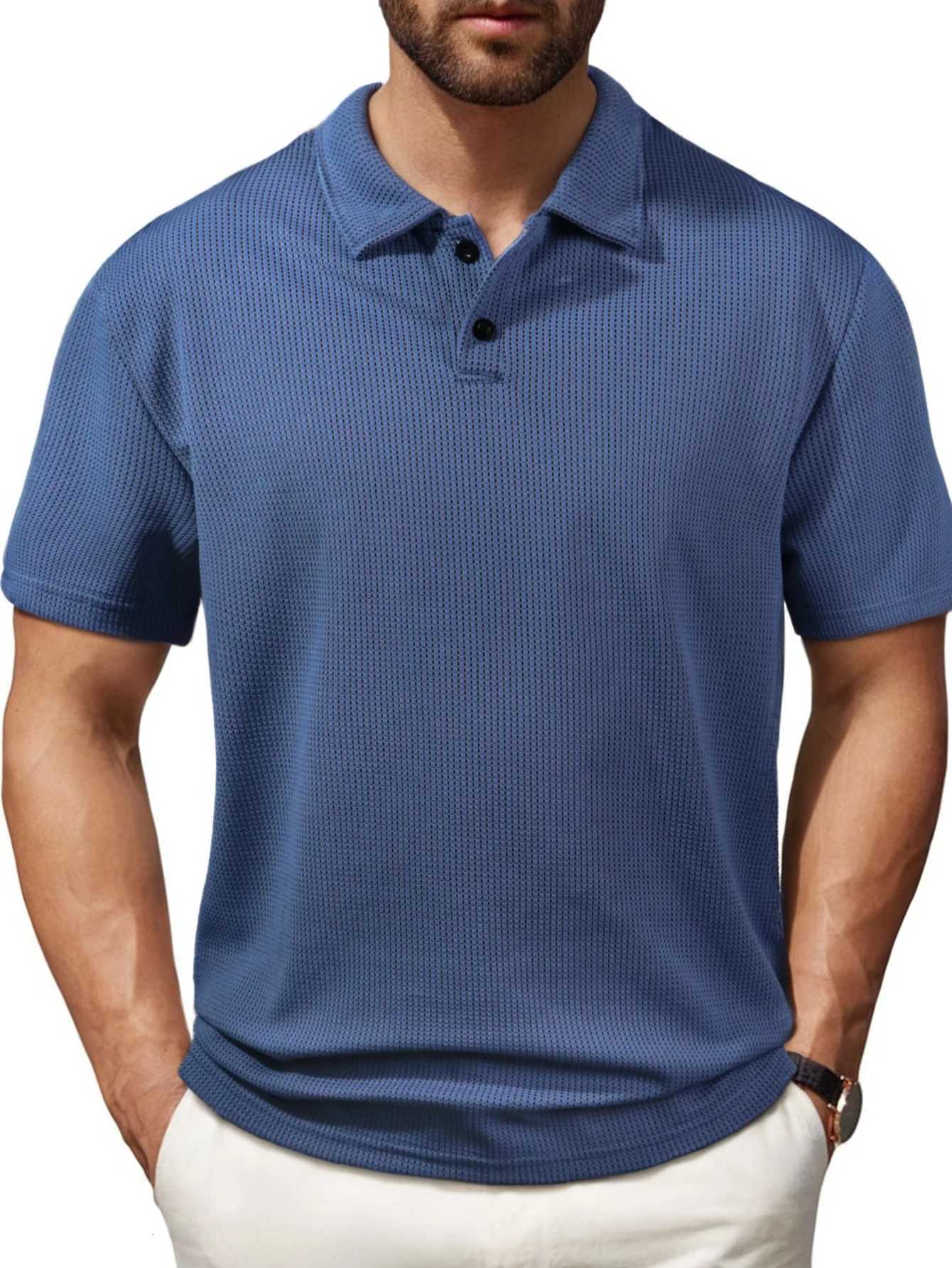 Summer Mens Casual Polo Shirt Striped Lapel Short Sleeve T-Shirt Solid Color Short Sleeve T-Shirt Sports Casual Clothing XJ250725