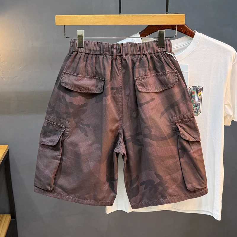 2025 Summer New Japanese Retro Camouflage Cargo Shorts for Men Loose American Casual Five-Point Shorts W250724