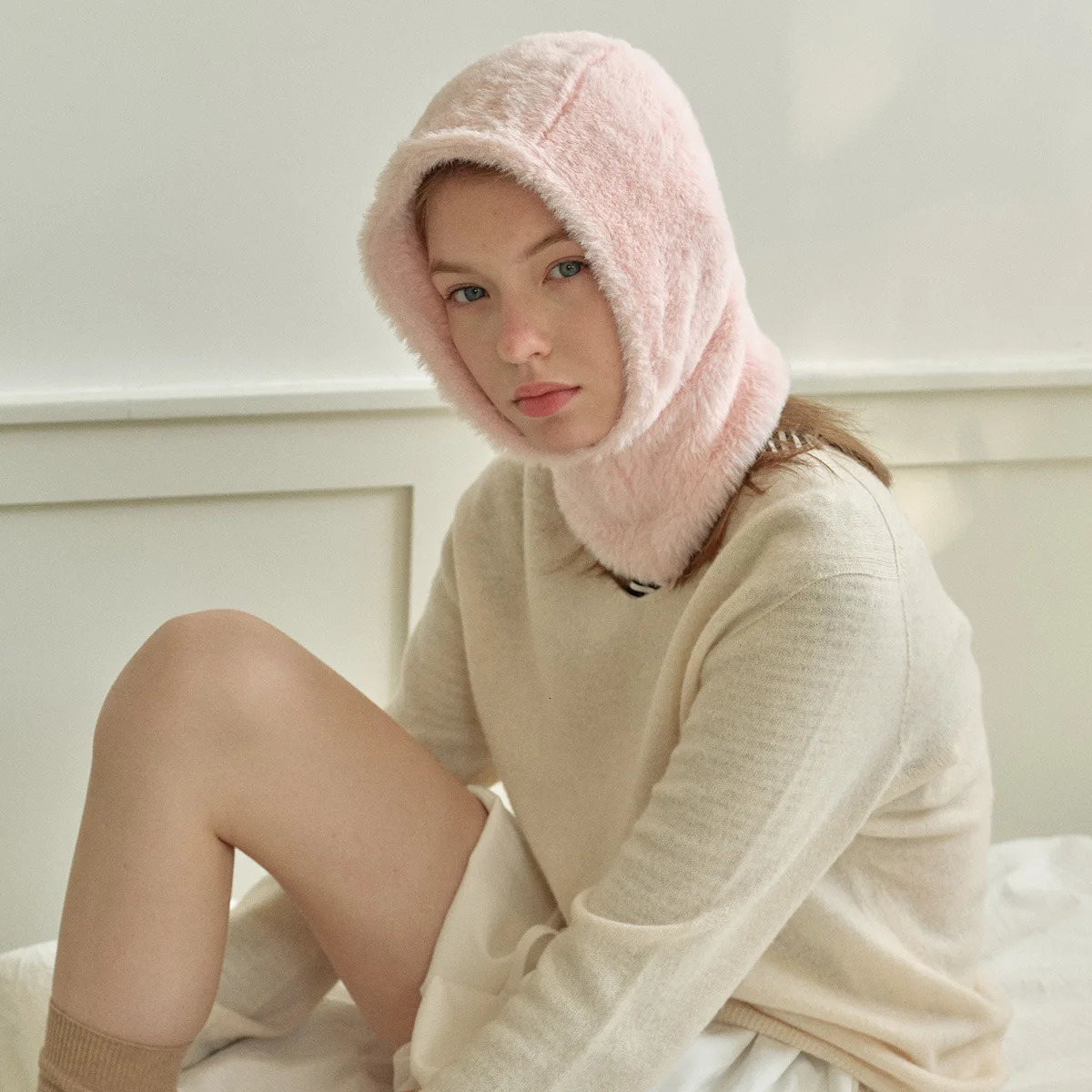 Faux Mink Fur Winter Balaclava Hat Beanie for Women 250724