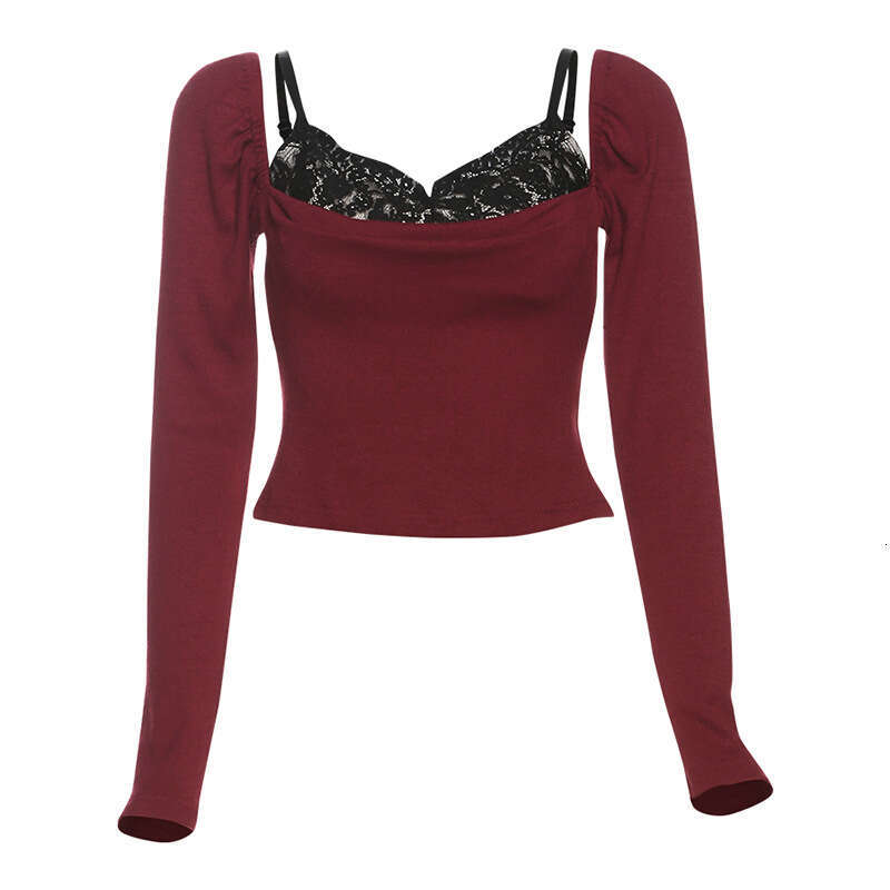 Women's Clothing 2024 Autumn Winter New Fashion Sexy Long Sleeve Square Neck Slim Fit T-Shirt 0d6