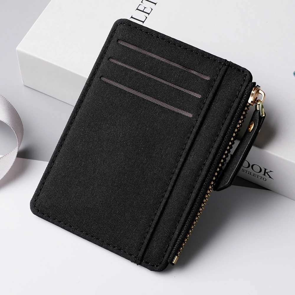 Canvas Material Large Capacity Ultra-thin High-quality Simple Multi-Card Coin Zipper Wallet ID Card Bag Z250725
