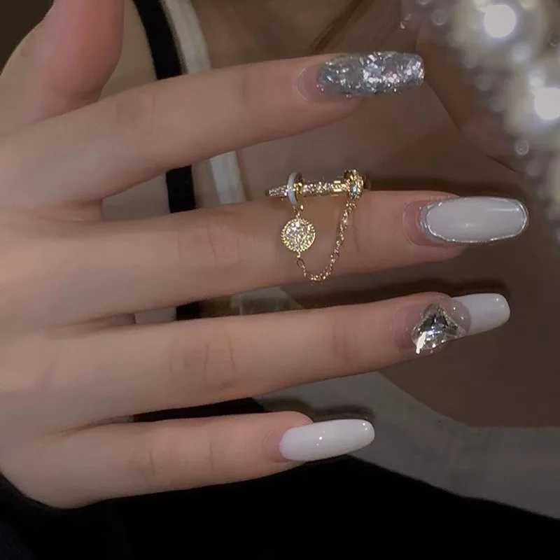 2025 Shining Zircon Japan and South Korea Temperature Versatile Opening Ring in Student Trend Cold Wind Ring Jewelry Gift W250417