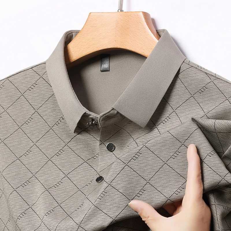 2025 New Summer Ice Silk Polo Shirt for Middle Aged and Elderly Short Sleeved Top Casual Thin Half Sleeve XJ250725