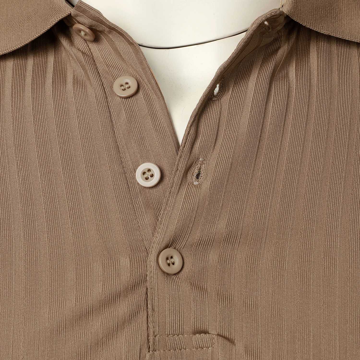 Mens Running Sports Fitness Wear Summer High Stretch Vertical Short-Sleeved Polo Shirt Slim Knit Base Shirt XJ250725