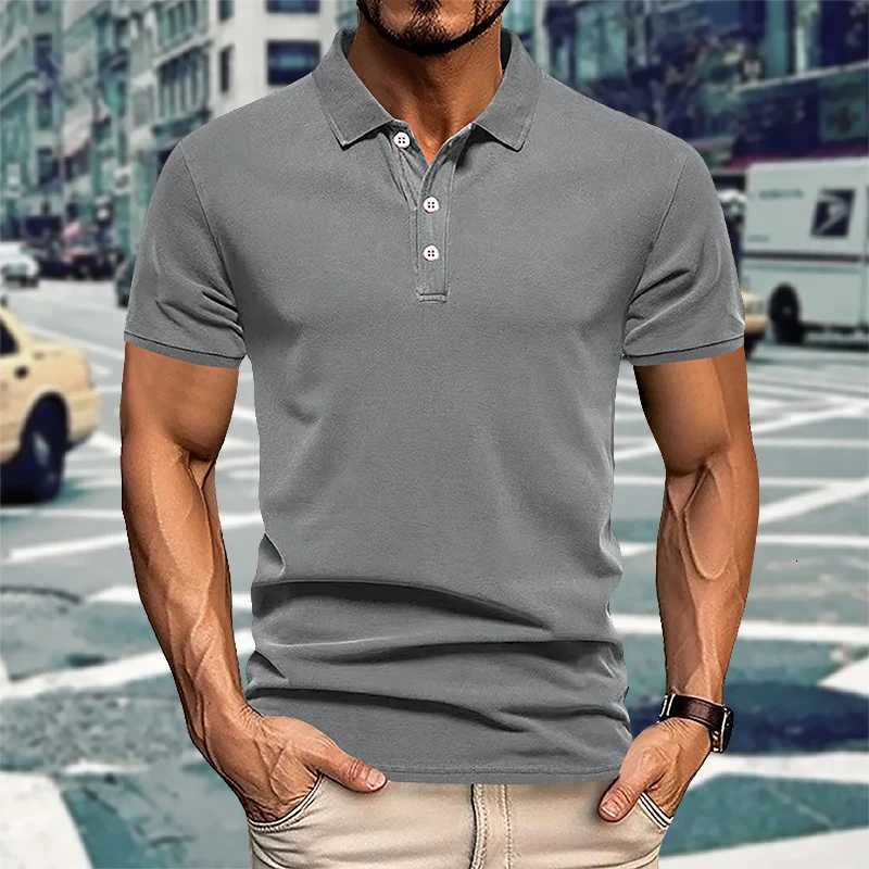 Mens Casual Short-Sleeved Polo Shirt Solid Color Lapel 2024 New Summer Fashion Sports Breathable T-Shirt Top XJ250725