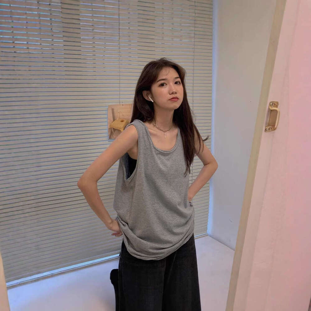 SXZY Loose Casual Sports Vest for Women, Camisole Design, Unique Mid-Length Sleeveless T-Shirt, Versatile Summer Top