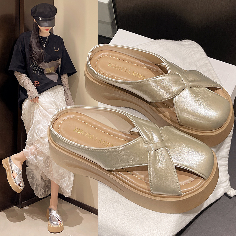 Ddmysports Thick Sole Closed Toe Half For Women New Outdoor Lazy Slip On Sandals Versatile Summer Slippers Outdoor Shoes