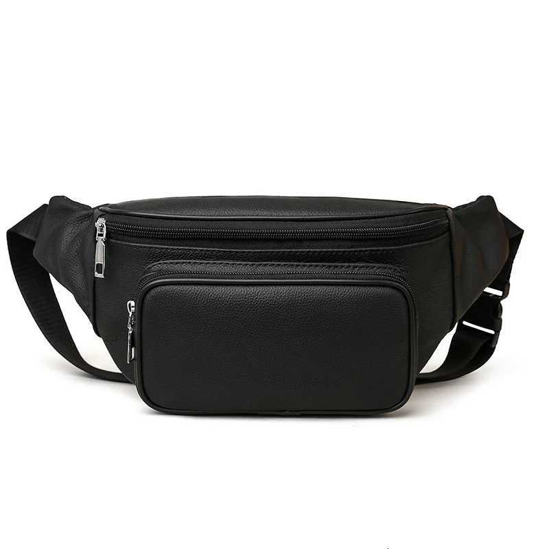 100% Genuine Leather Mens Waist Bag Mini Travel Fanny Pack Cowhide Belt Bag M Small Waist Bag For Phone Pouch Y250724