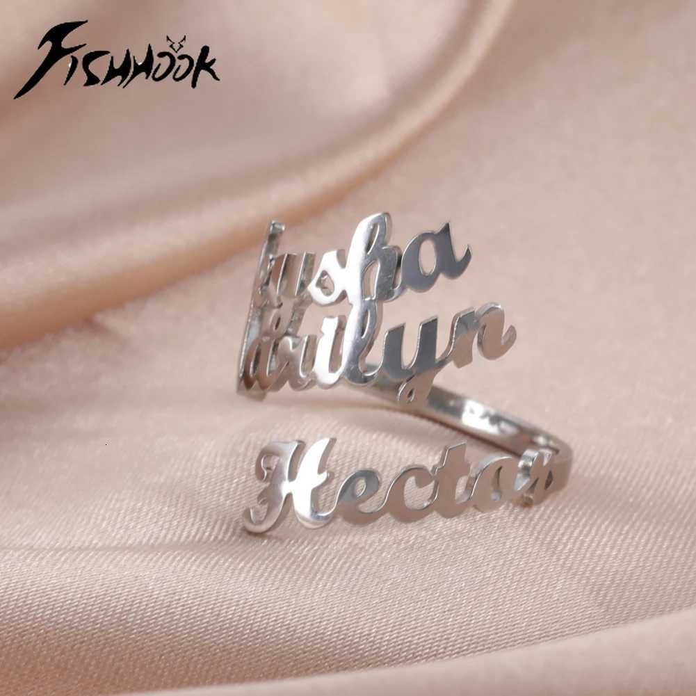 Customize dual name rings for women personalized rings for men wedding gifts for couples gold stainless steel jewelry W250417