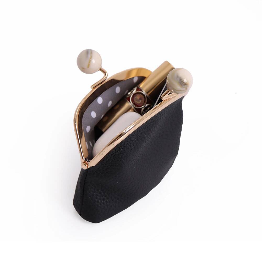 Genuine Leather Purses Vintage Small Wallet Change Pouch Gifts For Women Girls Clutch Lovely Coin Holders With Kiss Lock