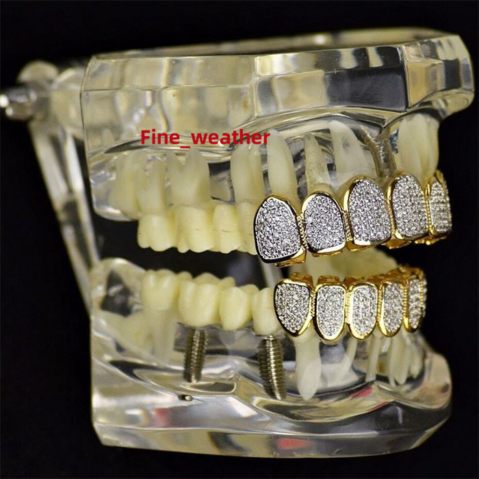 Grillz Diamonds Hip Hop Iced Out Top Bottom Moissanite Teeth Decoration 925 Silver Teeth Grillz