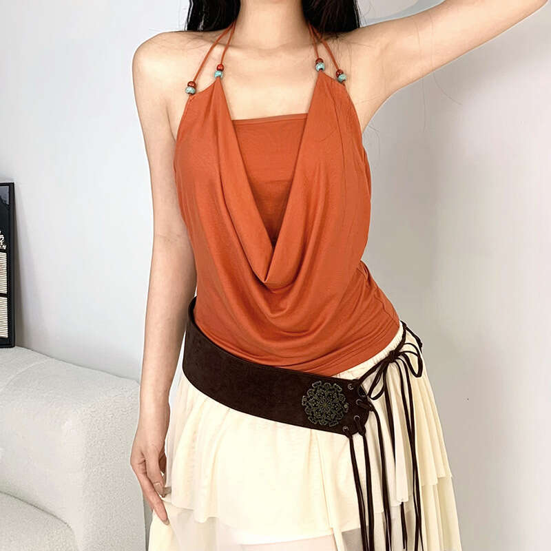 2025 New Women's Solid Color Vest Fashionable Commuting Elegant Versatile Top f8e