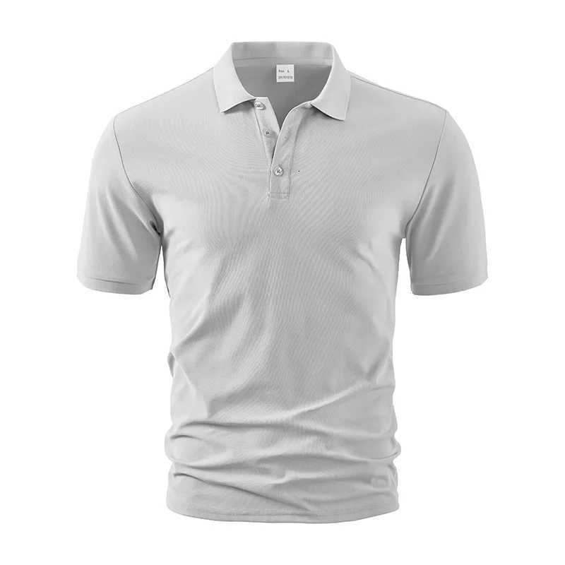 2025 New Summer High-end Mens Business Polo Shirt Breathable Solid Color Simple Loose Summer Casual T-shirt Top XJ250725