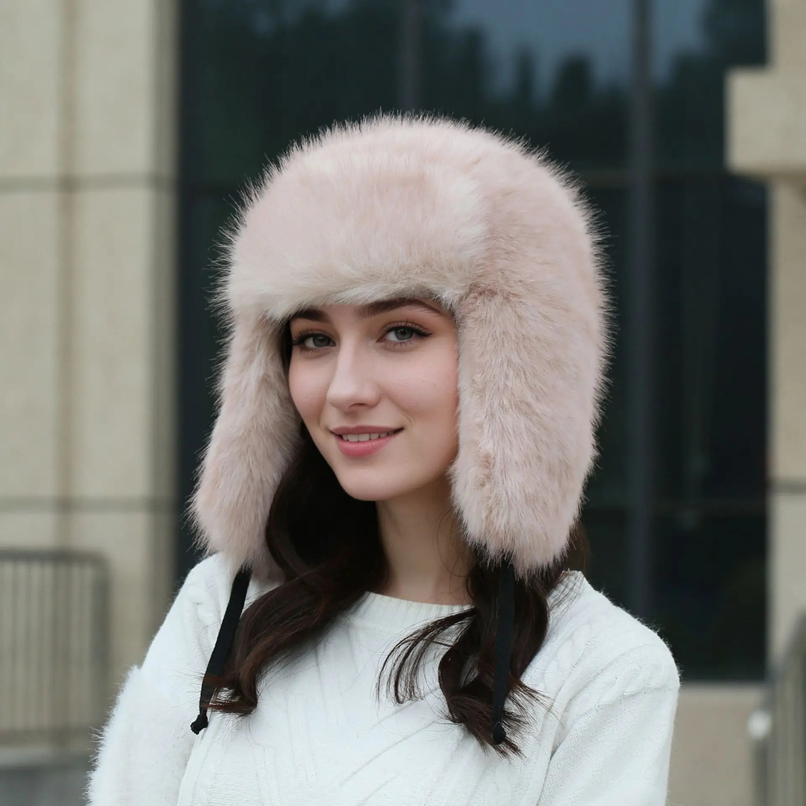 Fashion Fluffy Winter Hats For Women Russian Female Round Cap Faux Fur Hats Faux Raccoon Fur Beanies Faux Fox Bomber Hat 250724