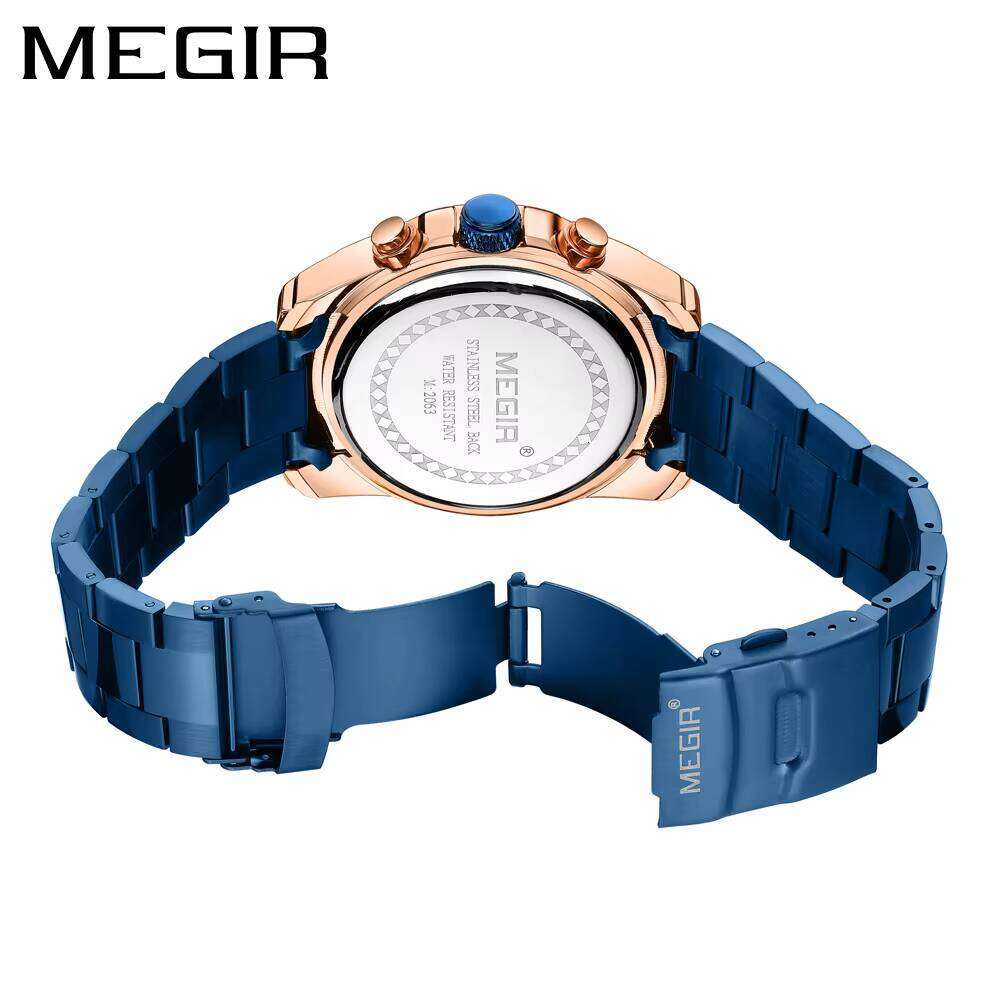 MEGIR Men's Business Chronograph Watch - Stainless Steel, Waterproof, Luminous, 46.5mm - Bulk Wholesale