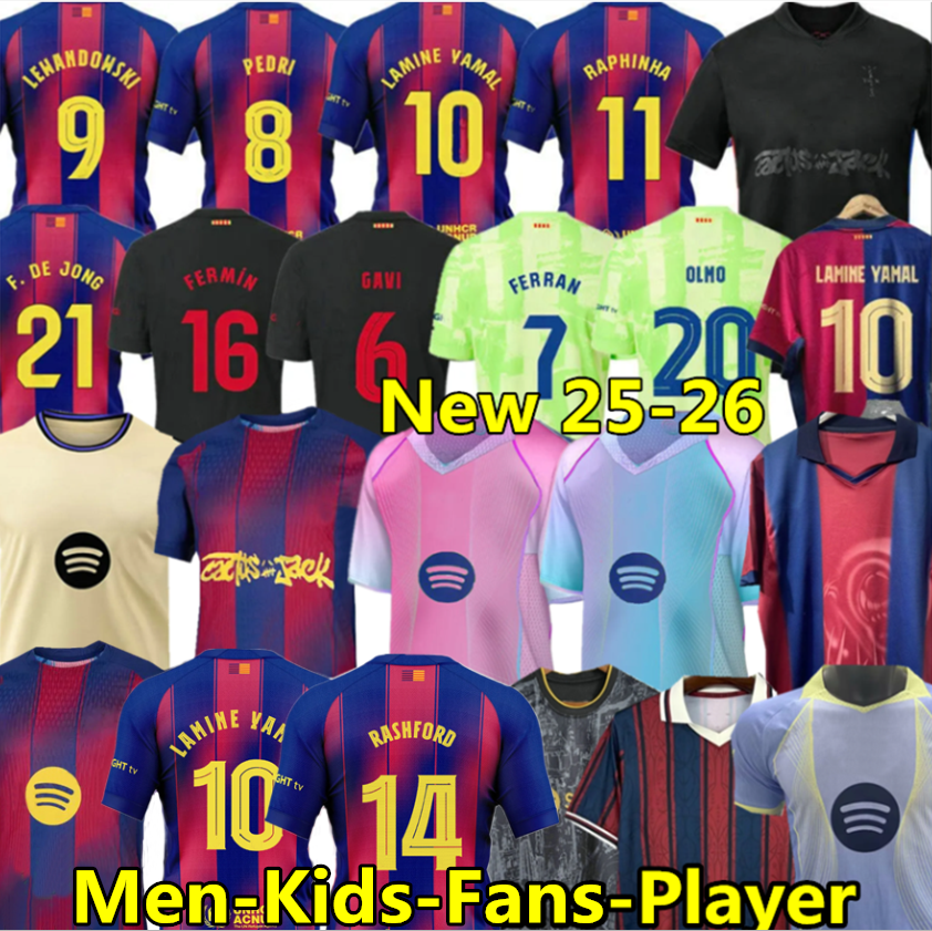 24 25 26 LAMINE YAMAL soccer jerseys LEWANDOWSKI FERRAN camiseta de futbol KOUNDE RAPHINHA PEDRI RASHFORD GAVI ERIC CACTUS JACK football shirt men kids kits