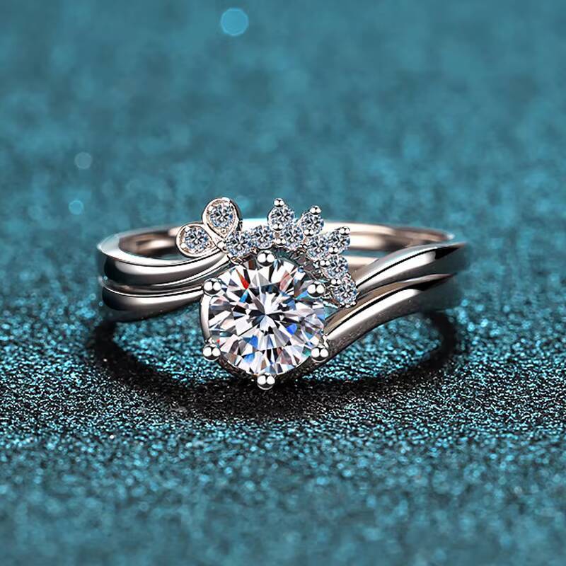 Wholesale Jewelry Gold Plated 925 Sterling Silver Fine Couples Rings Lab Grown Diamond 0.8CT Moissanite Wedding Ring for Women