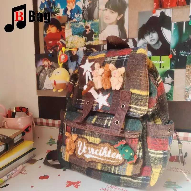 Lovely Fluffy Melard Color Scheme Backpack Wen Gothic Punk Spicy Girl Bunny Vintage Bag Large Capacity Commuting Tote Y250724