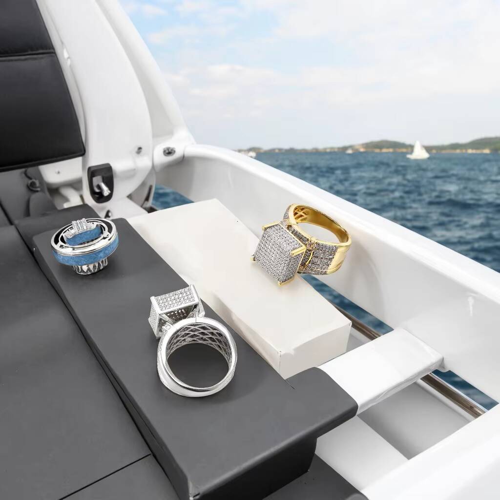 Dubai Style Cool VVS Moissanite Ring for Men 925 Silver Hip Hop Fashion Jewelry with Iced Paved Statement Piece