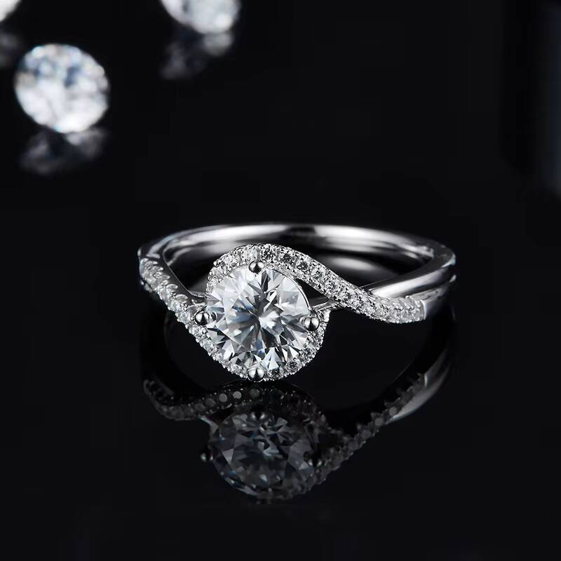 925 Sterling Silver D Color VVS 1ct Moissanite Engagement Rings for Women White Gold Jewelry