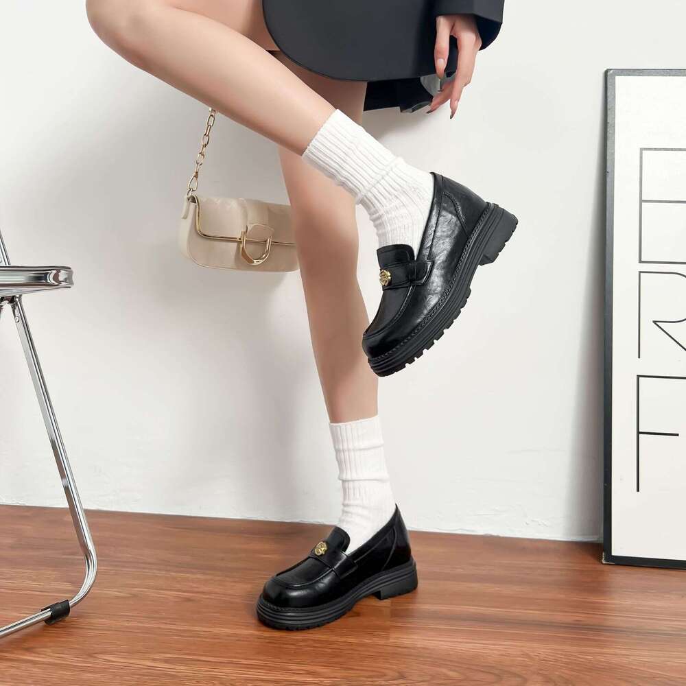 Designer Spring New Camellia Korean Style Small for Women Comfortable Soft Leather Thick Sole Women's Shoes