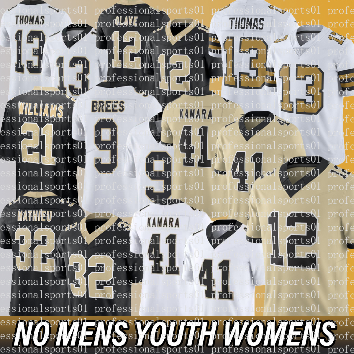 New Orleanscity Saint jersey #12 Chris Olave Alvin Kamara Derek Carr Tyrann Mathieu Taysom Hill Football Jerseys Drew Brees Demario Davis Jerseys