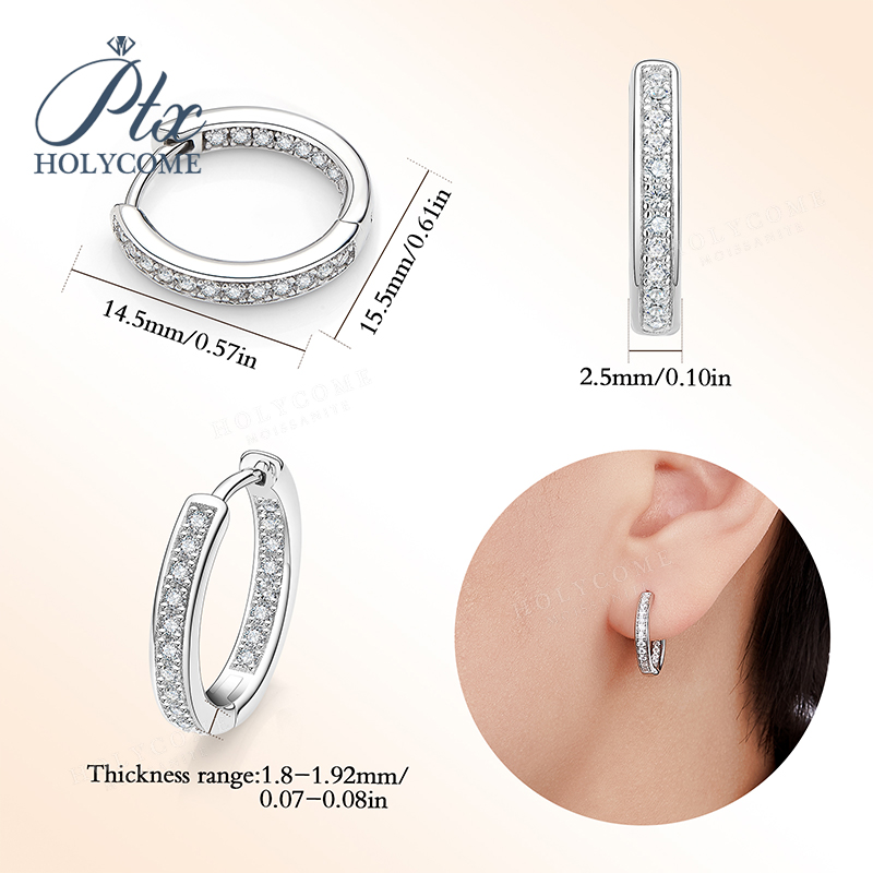 Fashion Moissanite Hoop Earrings 925 Sterling Silver Plated 18K Gold Women's Earrings Three Colors Optional Versatile Jewelry Gift Party