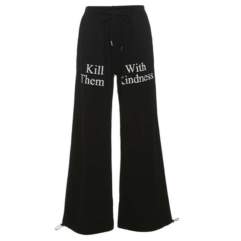 2024 Summer New Women's Solid Color Loose Street Fashion High Waist Casual Sports Straight Pants c34
