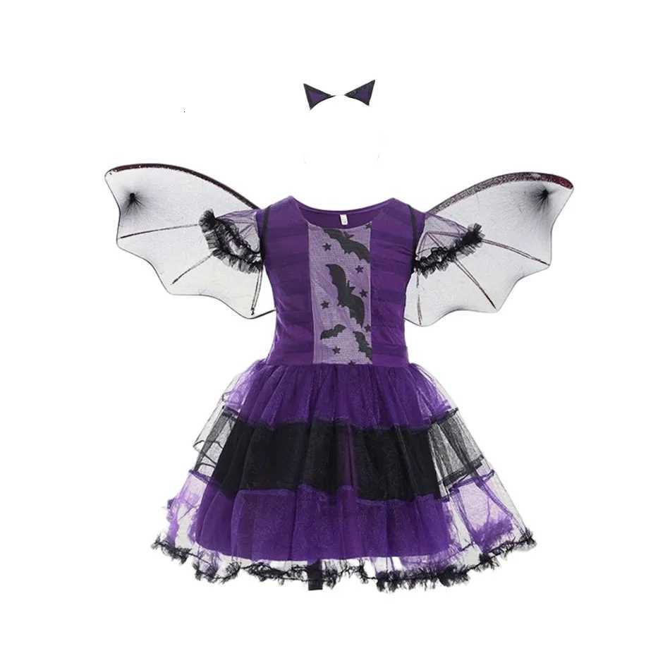 Baby Girls Vampire Witch Par Dress Candy Bag Headband Wing Clothing Sets Cosplay Pumpkin Carnival Children Halloween Costume Z250725
