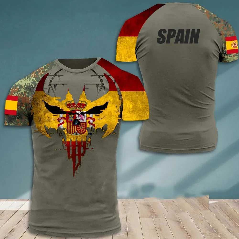 Country National Flag Camouflage Graphic T Shirt for Men Clothing Russia Eagle Emblem Camo T-Shirt Spain Forest Combat Tee Shirt Y250724