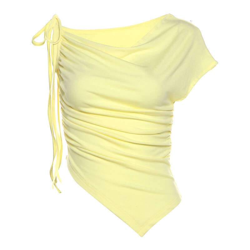 2024 Summer New Women's Solid Color Slim Street Fashion Strap Sleeveless Ruched Top f5b