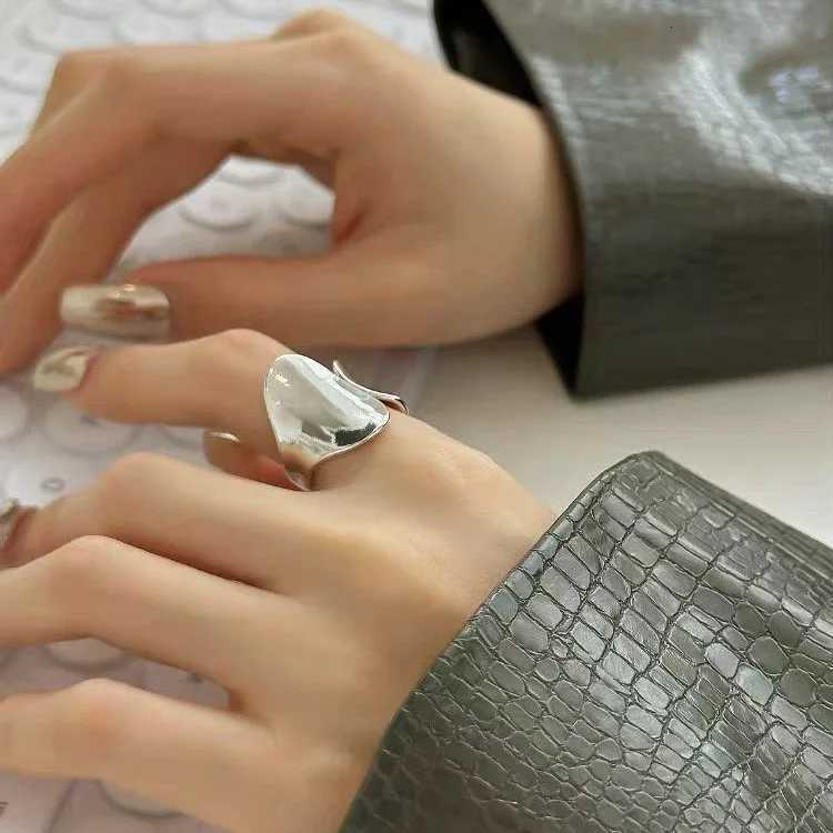 925 sterling silver ring for women simple retro handmade adjustable finger shiny ring fashionable band for women Bijoux gift W250417