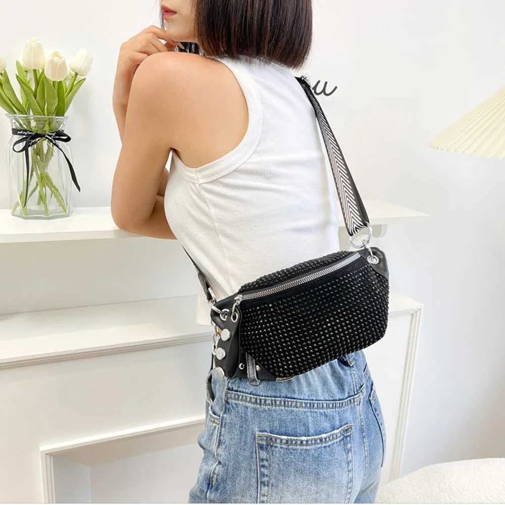 Reliable and exquisite rhine waist bag for mens ch bag single shoulder simple crossbody bag PU leather shiny waist Y250724