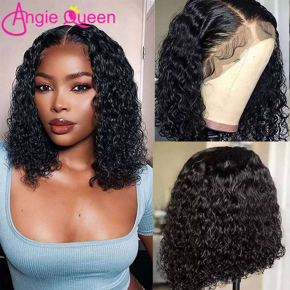 Brazilian Deep Wave Bob 13X4 Lace Frontal Human Natural Hairline Remy Short Curly Closure Wig Preplucked Baby Hair