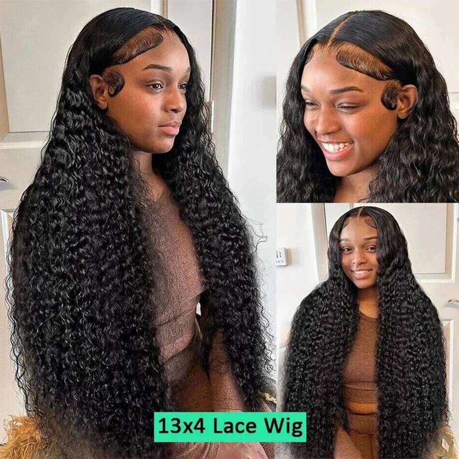 Kinky Curly 13X6 Frontal Wig Brazilian Deep Water Wave HD Lace Front 100% Human Hair Wigs For Women