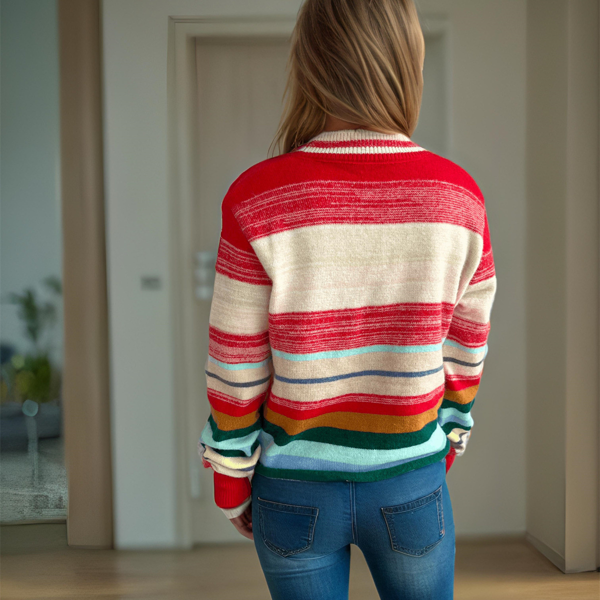 hot Free shipping designer sweater for women Embroidered sweater youthful playful loose and fashionable knit sweater