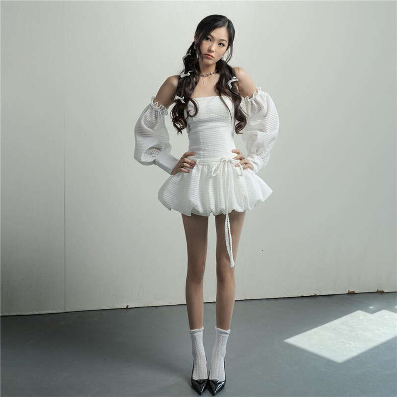 2023 Spring New Women's Solid Color Slim High Waist Fashion Off-Shoulder Tube Dress cd2
