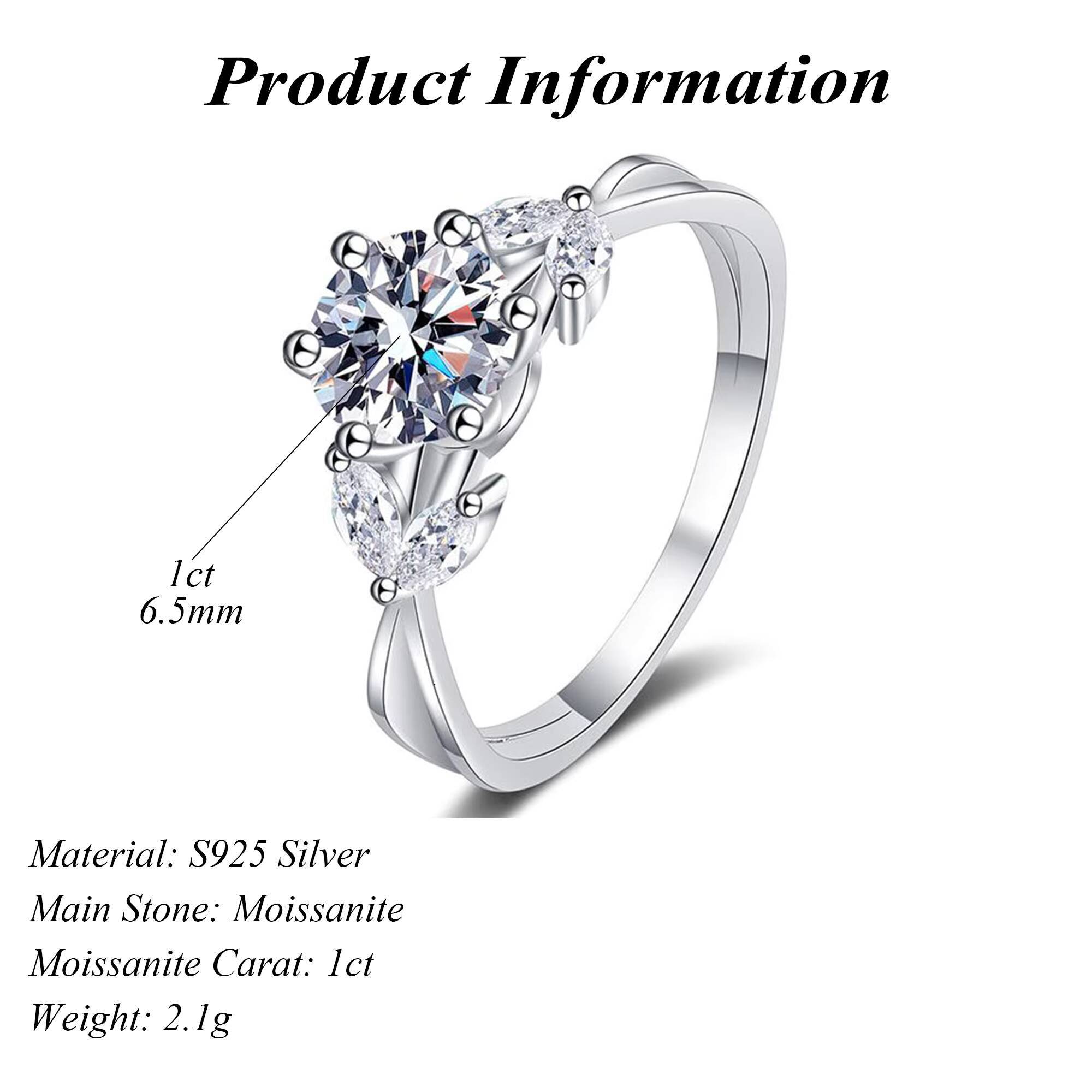 Wholesale Luxury S925 Sterling Silver Round Cut Moissanite Trendy Design Temperament 1Carat Flower Vine Moissanite Diamond Ring