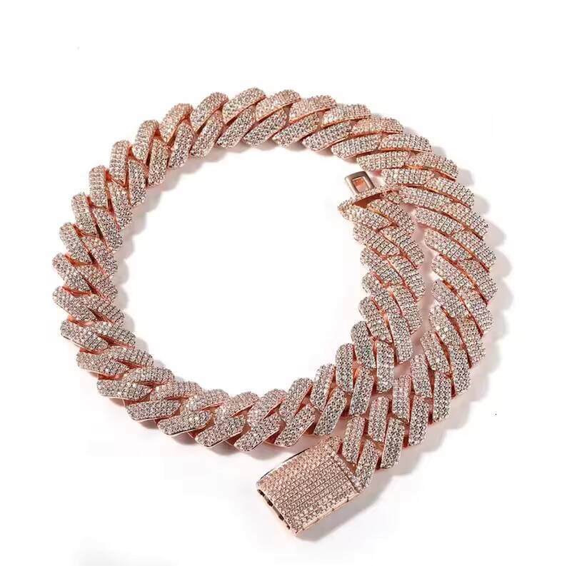 High Quality 925 Sterling Silver Moissanite Cuban Link Chain 20mm Bracelet Hip Hop Jewelry 3Rows Mossanite Cuban Chain