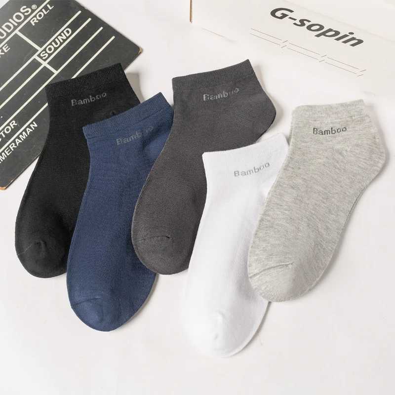 High Quality 10Pairs/Lot Mens Bamboo Fiber Socks Short Casual Breathable Anti-Bacterial Mens Ankle Socks New Black Business X2507251