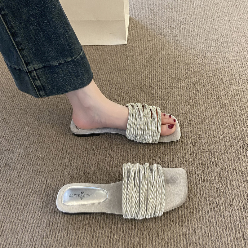 Ddmysports French Style Stunning Flat Sandals For Outdoor Wear Summer New High End Feel With Skirts Casual Beach Slippers Outdoor Shoes