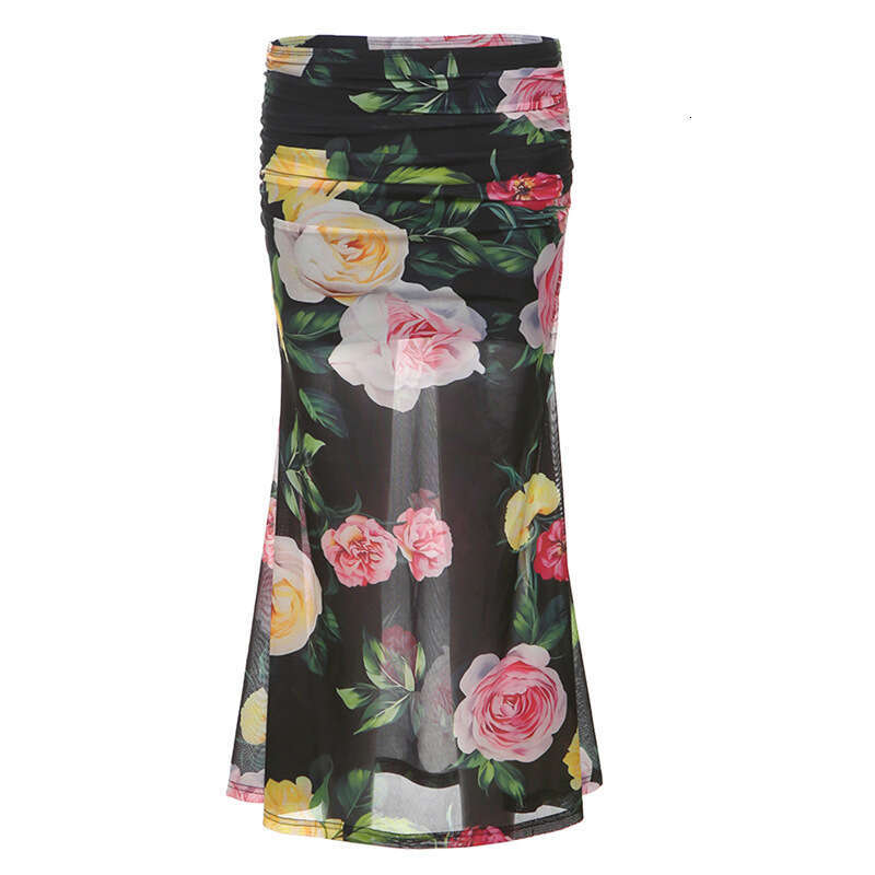 2025 Spring New Women's Solid Color Slim Fit Tube Top Vest Fashion Low Waist Bodycon Skirt 6c0