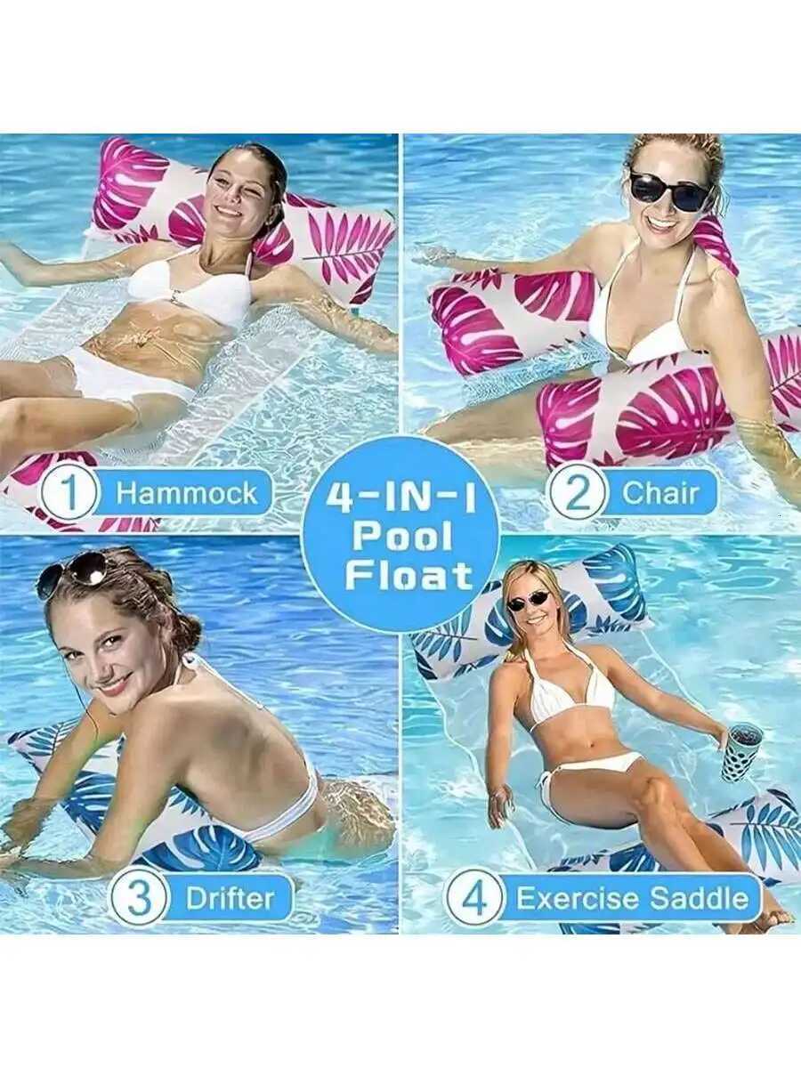 Hammock Pool Floats Adults 4-in-1 Multi-Purpose Inflatable Pool Floats PVC Water Hammock Lounge Floaties M250725