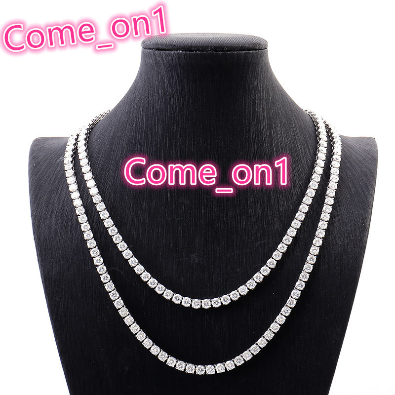 Sliver Moissanite Tennis Necklace 925 Sterling Sliver D Vvs Moissanite Diamond 2/3/4mm Iced Out Moissanite Tennis Chain