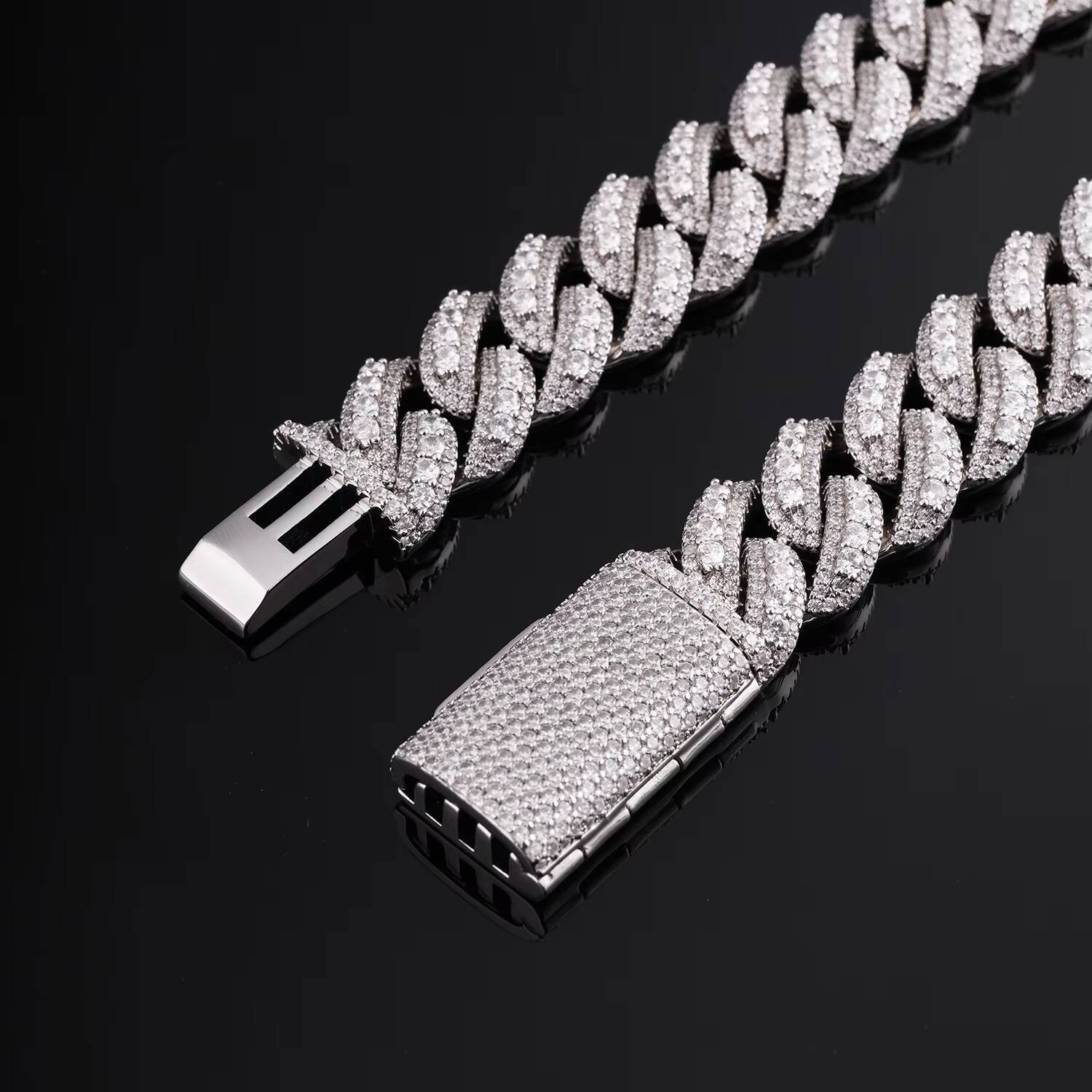 Moissanite Hip Hop Jewelry Gra Certificate Moissanite Cuban Link Chain Iced Out 15mm 925 Sterling Silver Mens Moissanite Chain
